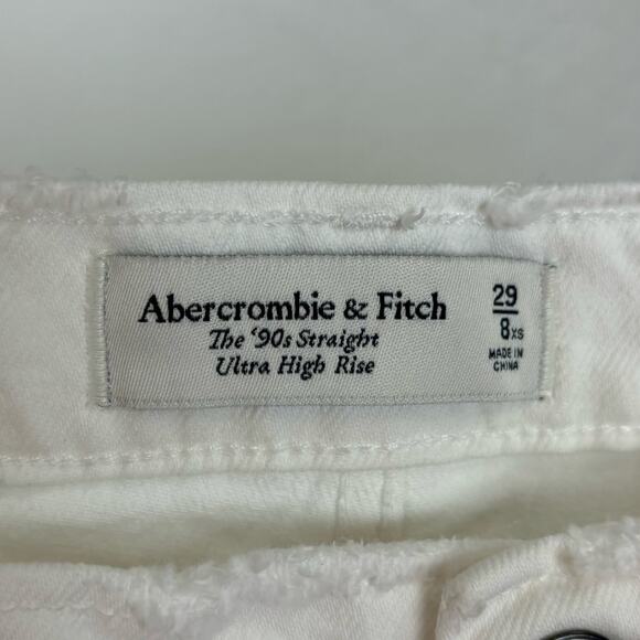 Abercrombie & Fitch White 90s Straight Ultra High Rise Size 29/8 Extra Short - Picture 3 of 4
